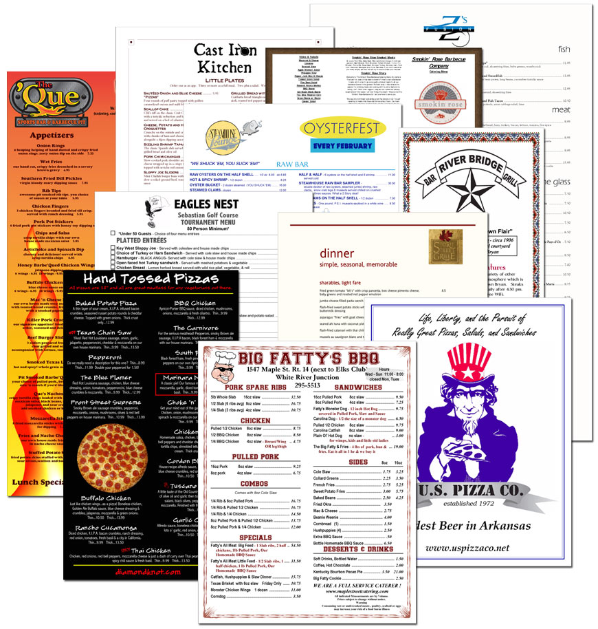 MenuPro menus with customer logos