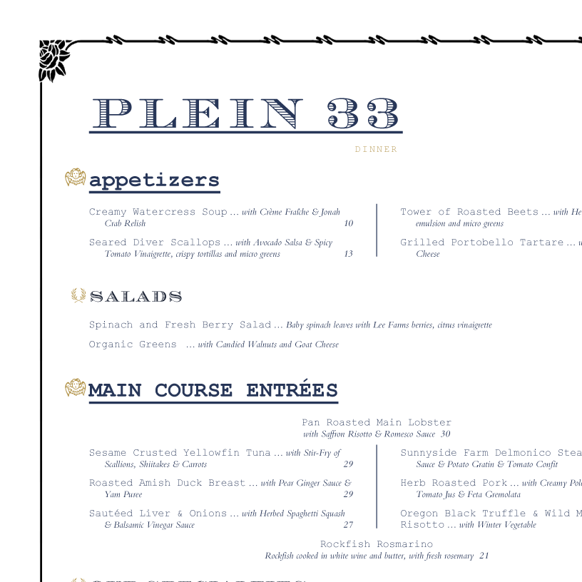 menu example